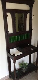antique hall tree with mirror