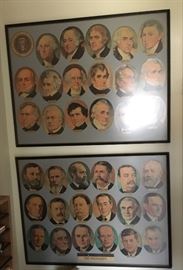 large framed individual photos of U.S. presidents from George Washington to Lyndon Johnson, very unique