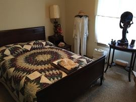 antique mahogany bed, with matching side tables