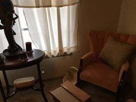 antique side chair and table