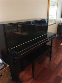 Upright Yamaha piano Model T118 polished Ebony #H0203025 w bench purchased in 2013