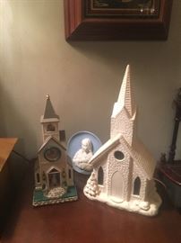 porcelain churches (tons of religious memorabilia)