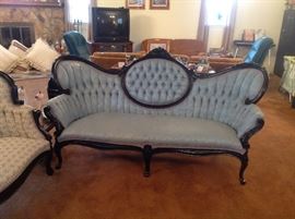 Victorian style sofa and loveseat