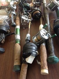 Some of the fishing rods and reels...most vintage salt water