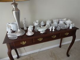 Queen Anne style Sofa / Console Table and decor