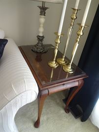Vintage Lammerts Queen Anne End Table with custom glass