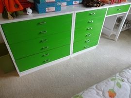 Mid Century Modern 3 Drawer Chest and Desk Set