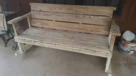 Wooden Rocker Porch Bench