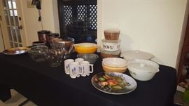 Nesting Bowls, West Bend Copper Cake Plate and Cannisters.