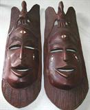 Very unusual hand carved wood tribal art collectors pieces. Approx. 25t. Has a few imperfections.