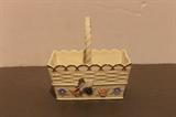 Lenox dedorative ceramic basket in cream with floral motif 6" wide