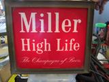 A Miller Beer light up sign that works great! It has been in storage for over 30 years! barn