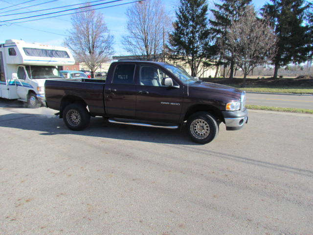 2004 Dodge 1500 4x4 Ram Work Truck, 138,805 miles, Vin # 1D7HU18N64S606996. Exterior; Maroon, Quad Cab, after market aluminum wheels, like new tires on the back, front tires are bald(the front end needs some work keep wearing through tires), Towing package, bed liner, running boards, has some cosmetic issues(see pictures). Interior; Rubber floor, upholstered seats(has some cosmetic issues see pictures), bench style seats, rear sliding window. Engine; V-8 Gas engine(does have an exhaust leak). Automatic Transmission.