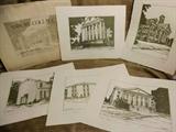 Portfolio of vintage illustrations from 1976-77 of prominent buildings on the campus of Asbury College, Wilmore Kentucky. Outside portfolio paper has water damage, but prints of illustrations are still in good condition. Also a collectible black Beanie Baby Bear.