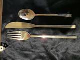 Nice "Bronze Ware" Flatware Set Brought back from Okinawa, marked on back "Nickel Bronze" in nice wood case. Service for 8, In good condition, has tarnished some should polish right up