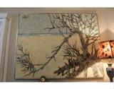 Awesome large painting of a beach scene. Silver metal frame and artist signed. Measures 61x49