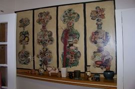 Painted mural on the wall - appears as a screen but is part of the wall