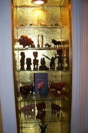 Large selection of bulls - in glass, wood, and iron