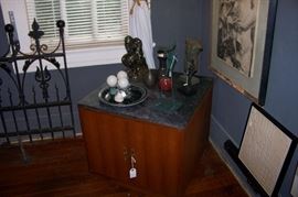 There is a pair of these chests/end tables with marble tops