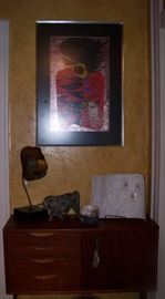 Artist Tadashi  Nakayama -  During the 1956-1964 period of his career, he portrayed the female form with wind blown hair. This is a beautiful example of that period of his career