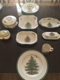 Spode "Christmas Tree" china, service for 12 plus serving pieces