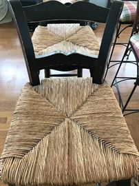 3 rush seat barstools