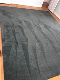 2 large dark green rugs 
10'x12' and 13'.7 square