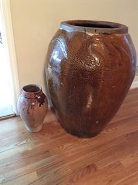 Large 3 ft tall & very heavy pottery container 