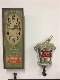 Miller Beer Advertising Clock and Light