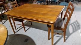Danish Modern Dinning Table and 2 Chairs.