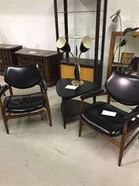 Mid-Century Chairs Table and Lamp