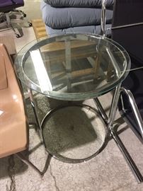 Mid-Century Chrome Glass Table