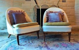 Mid Century Modern chairs with Walnut base