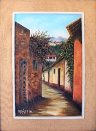 One of several paintings signed FR Rastio