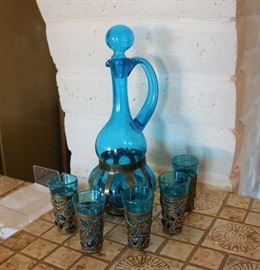 Hand blown decanter set