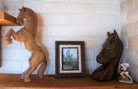 Carved wood horses