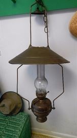 Brass hanging oil lamp