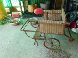 Antique wicker baby cart