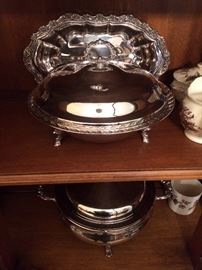 Many silver plate serving pieces