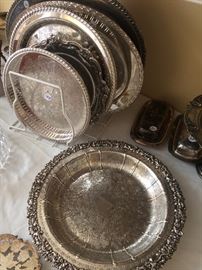 Silver Plate - lower is a English Regency Plate with beautiful very detailed chasing 