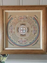 Vintage Sand Art - Buffalo People by Hosteen Etsitty