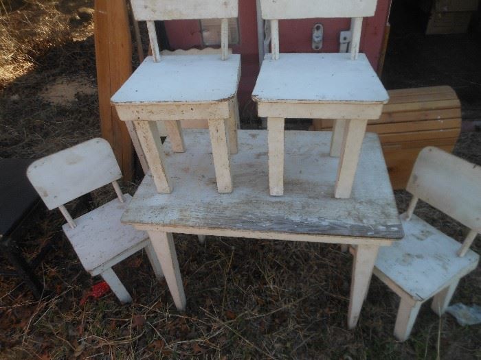 Child's homemade table & chair set