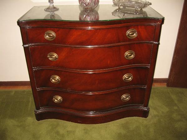 Server, bowed front w/4 drawers, mahogany, 36" wide x 32" high; by Drexel, near perfect condition