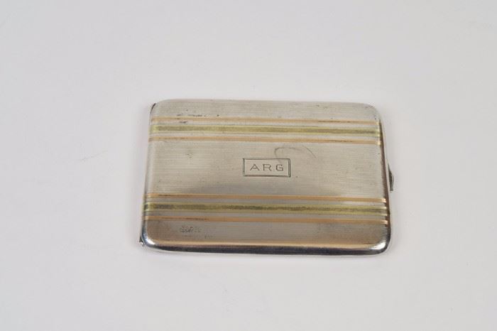 Cigarette case, International, sterling w/ rose gold, 3.19 t.o.
