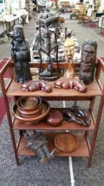 wooden pieces, including Dansk pieces and crazy carvings