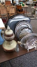 silver plate trays galore