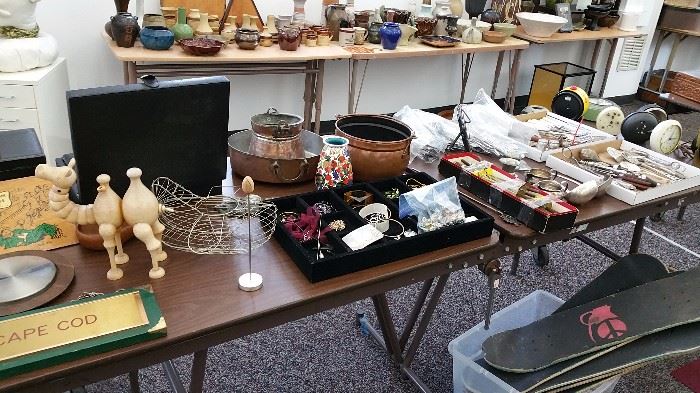 lots of misc -- jewelry, copper pots, silver flatware