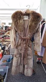 vintage Fox fur coat, wrap around style