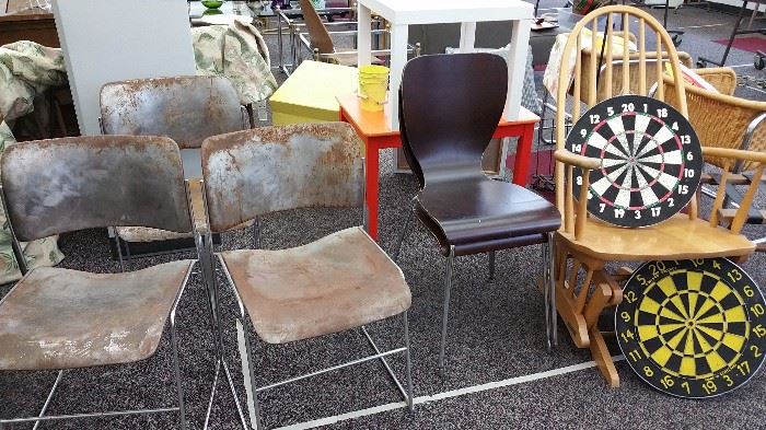 David Rowland 40/4 chairs -- color sanded off these three, need some TLC but they are cool!