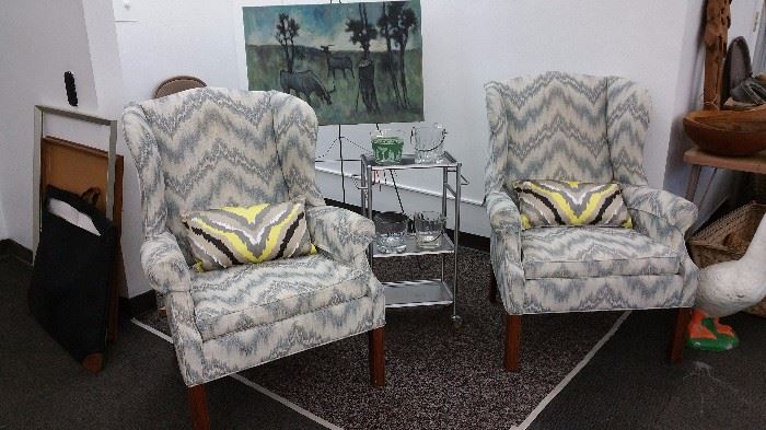 really nice wingback chairs in 'watermark' fabric